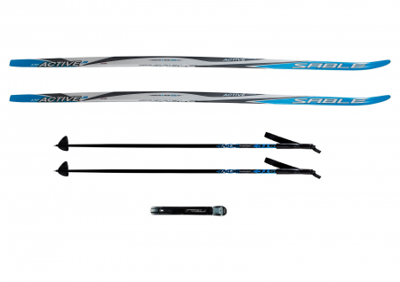 Лыжный комплект - лыжи пластиковые, палки, крепления SNS Эльва механика